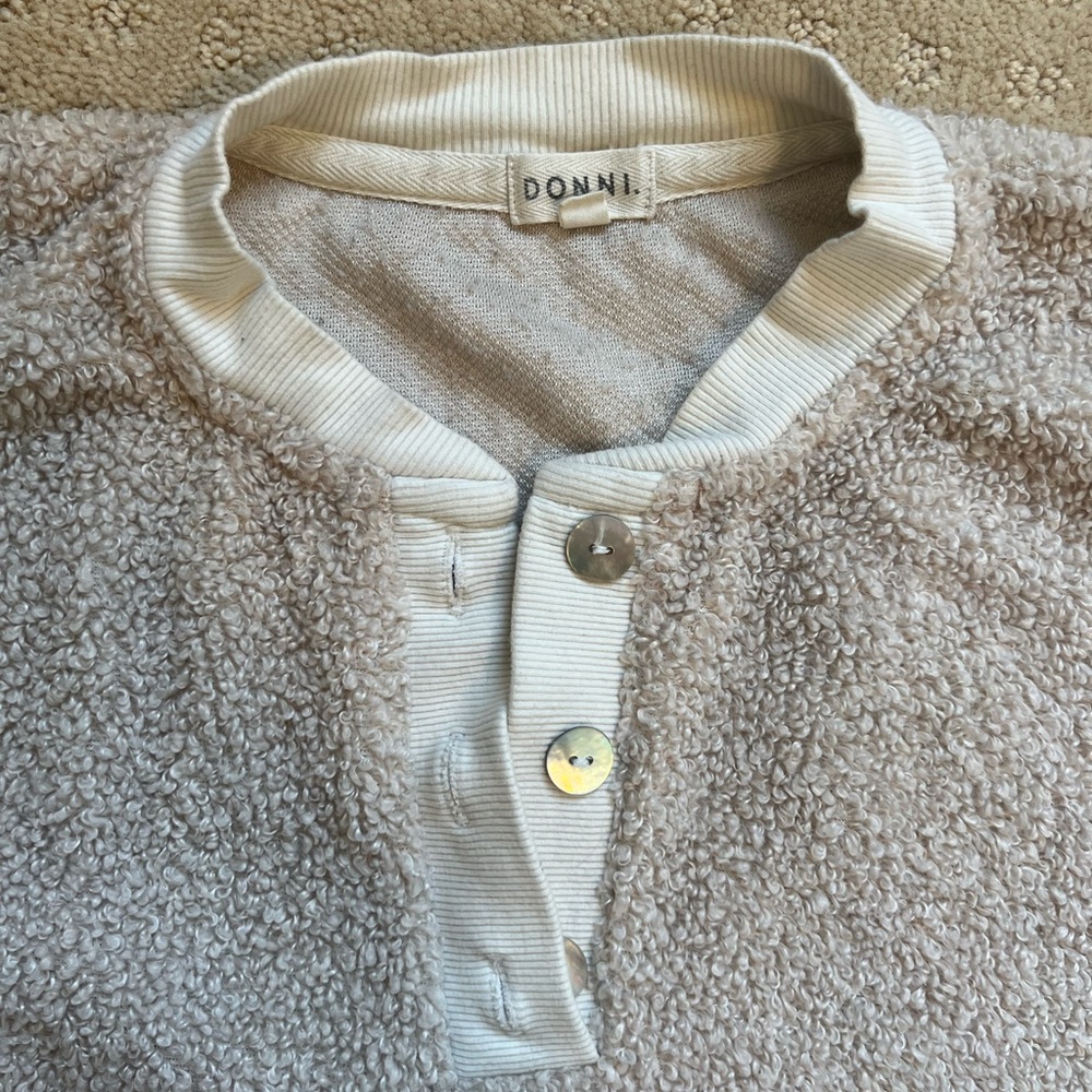 DONNI. Cream Textured Long Sleeve